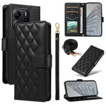 For Xiaomi Redmi Note 14 4G (164.84mm) Wallet Case Rhombus Leather Phone Cover with Strap
