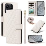 For Xiaomi Redmi Note 14 4G (164.84mm) Wallet Case Rhombus Leather Phone Cover with Strap