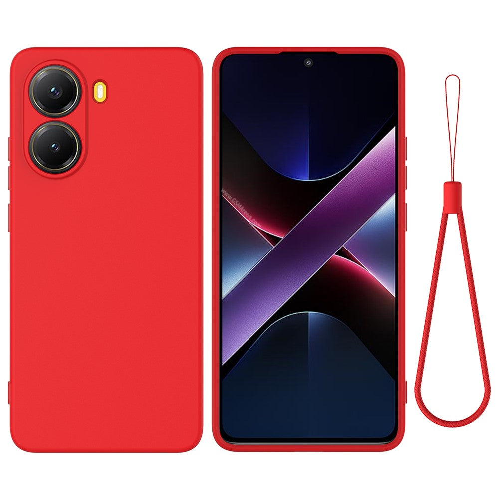 For Xiaomi Redmi Turbo 4 5G / Xiaomi Poco X7 Pro 5G Liquid Silicone Case Phone Back Cover with Hand Strap