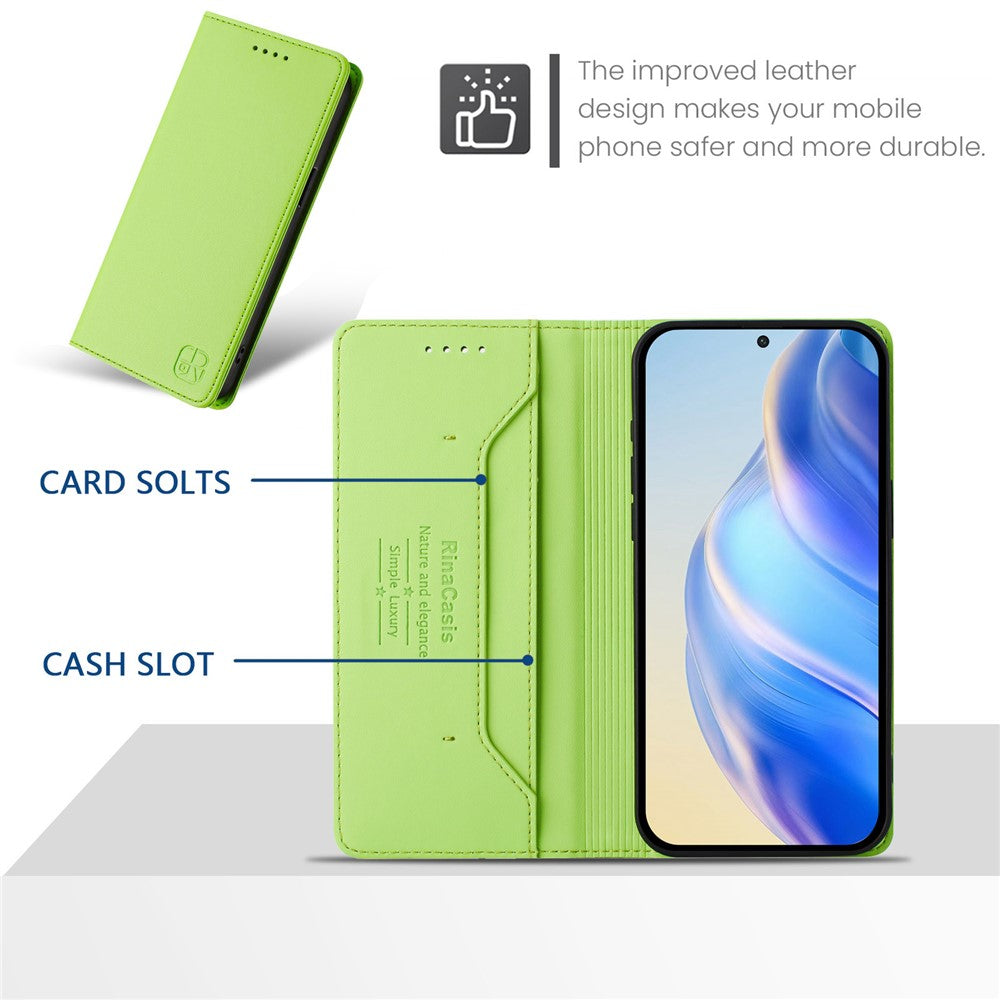 For Xiaomi Redmi Note 14 4G (163.25mm) Leather Case RINACASIS RC01 Phone Cover with RFID Blocking Wallet Stand