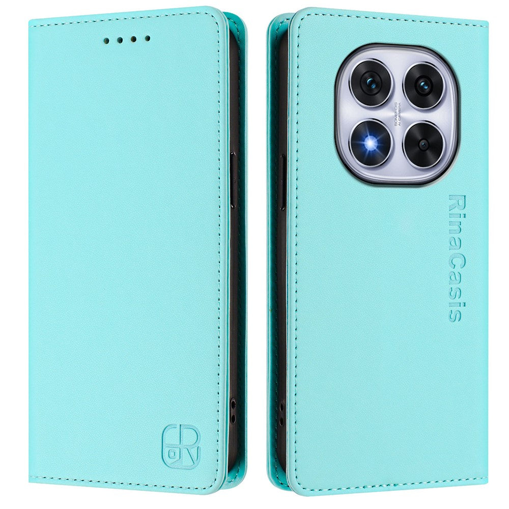 For Xiaomi Redmi Note 14 Pro 4G Leather Case RINACASIS RC01 Phone Cover with RFID Blocking Wallet Stand