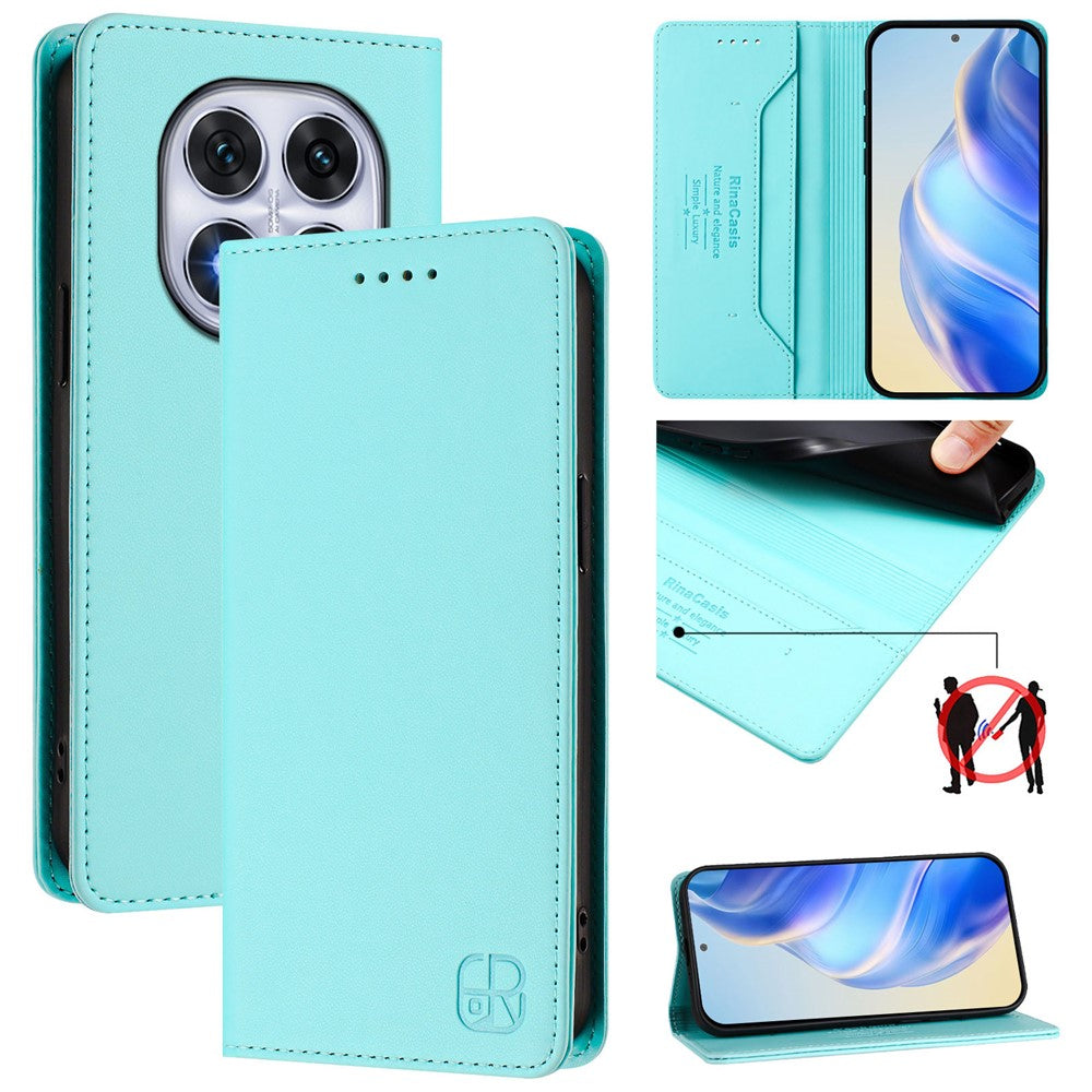 Läderfodral för Xiaomi Redmi Note 14 Pro 4G RINACASIS RC01 mobilskal med RFID-blockerande plånboksställ
