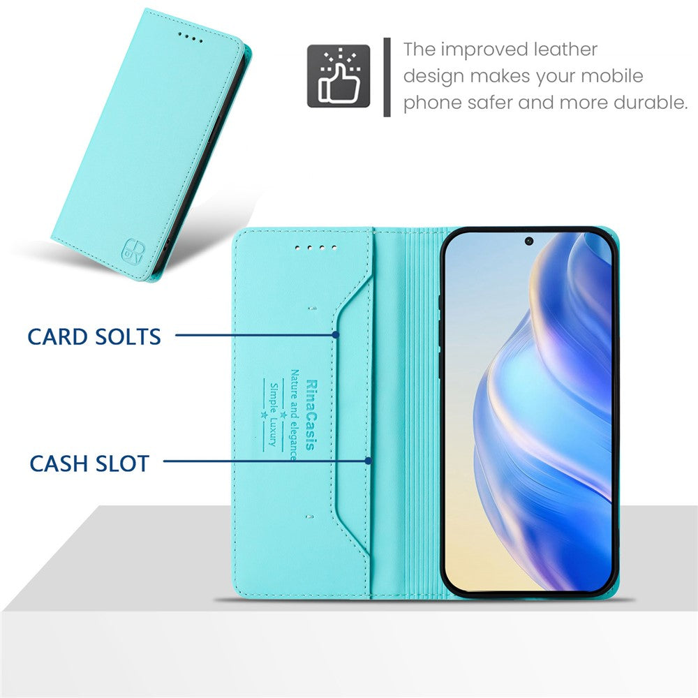 For Xiaomi Redmi Note 14 Pro 4G Leather Case RINACASIS RC01 Phone Cover with RFID Blocking Wallet Stand
