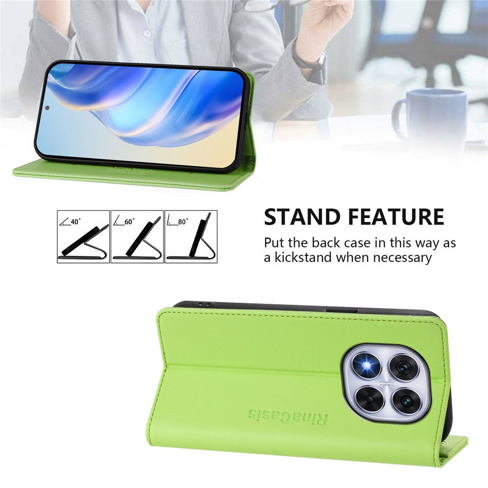 For Xiaomi Poco X7 5G / Xiaomi Redmi Note 14 Pro 5G Leather Case RINACASIS RC01 Phone Cover with RFID Blocking Wallet Stand