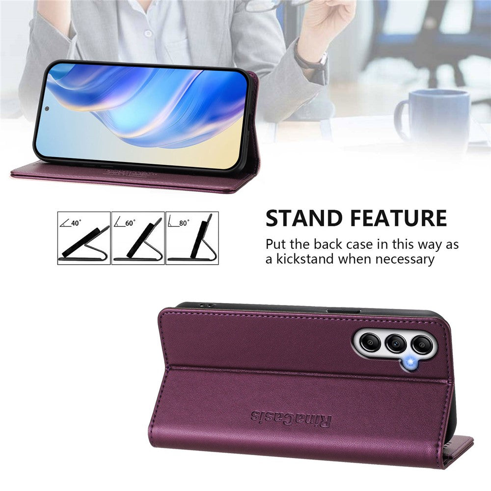 For Samsung Galaxy A55 5G Leather Case RINACASIS RC01 Phone Cover with RFID Blocking Wallet Stand