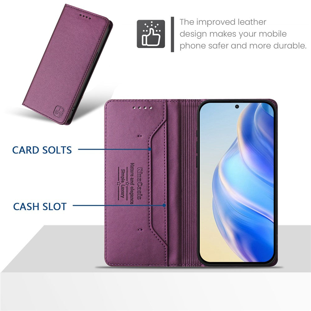For Samsung Galaxy A55 5G Leather Case RINACASIS RC01 Phone Cover with RFID Blocking Wallet Stand