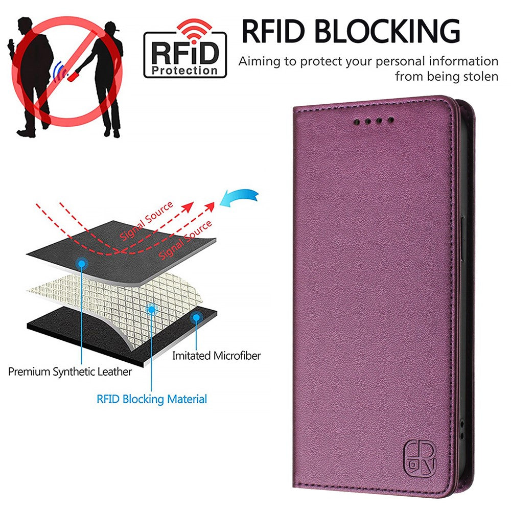 For Samsung Galaxy A55 5G Leather Case RINACASIS RC01 Phone Cover with RFID Blocking Wallet Stand