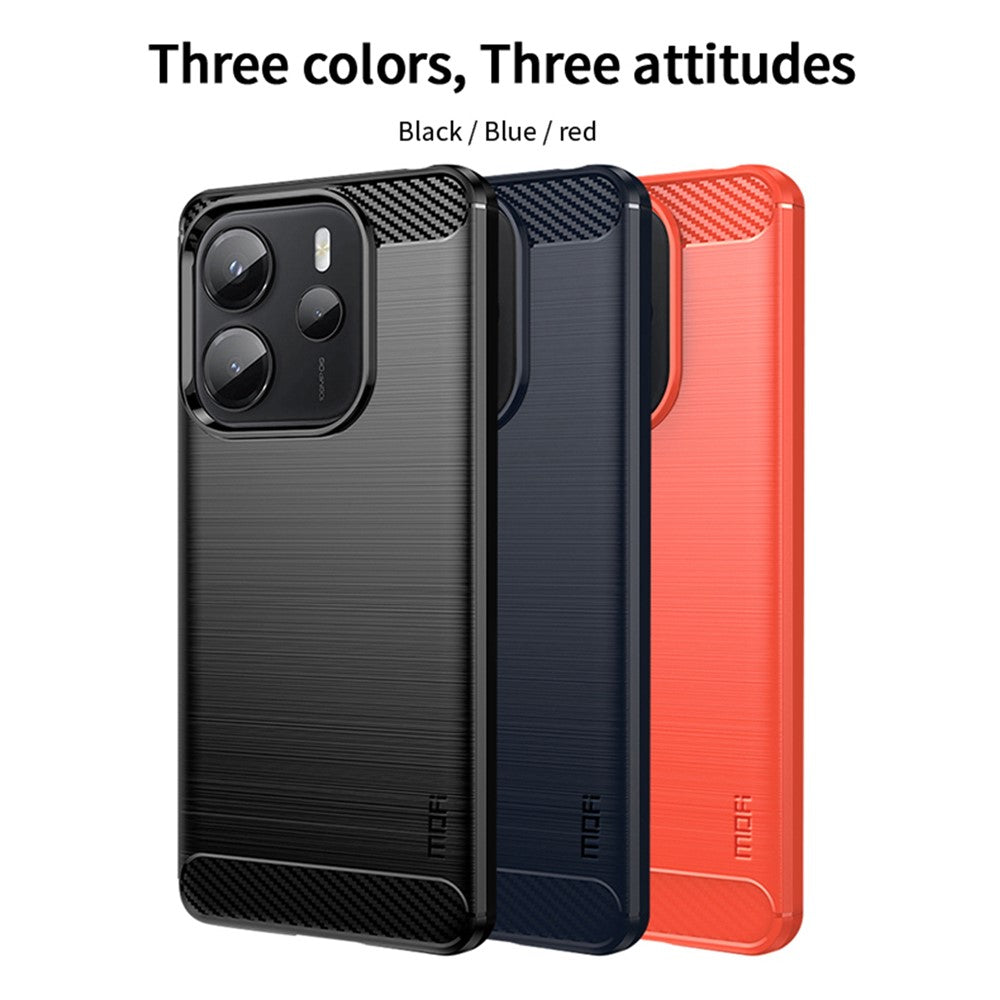 MOFI For Xiaomi Redmi Note 14 4G (164.84mm) Back Cover  Brushed Texture Carbon Fiber Soft TPU Case