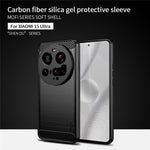 MOFI For Xiaomi 15 Ultra Back Cover  Brushed Texture Carbon Fiber Soft TPU Case
