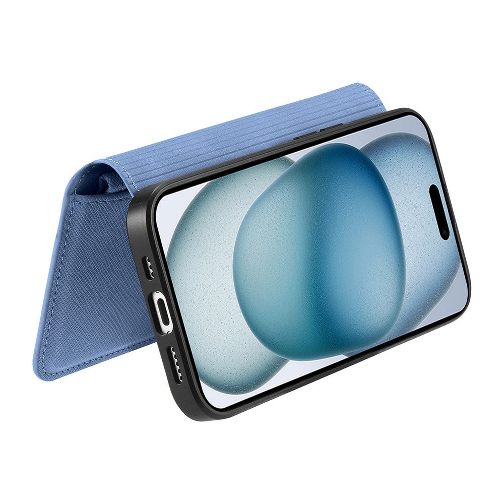For iPhone 17e / 16e Leather Case Cross Texture Detachable Magnetic Phone Cover Wallet Stand