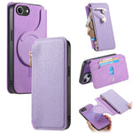 For iPhone 17e / 16e Leather Case Cross Texture Detachable Magnetic Phone Cover Wallet Stand