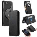 For iPhone 17e / 16e Leather Case Cross Texture Detachable Magnetic Phone Cover Wallet Stand