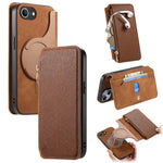 For iPhone 17e / 16e Leather Case Cross Texture Detachable Magnetic Phone Cover Wallet Stand