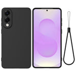 For Samsung Galaxy S25 Edge Liquid Silicone Case Phone Back Cover with Hand Strap