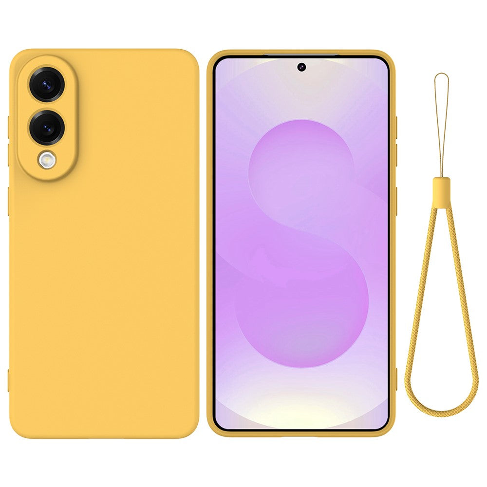 For Samsung Galaxy S25 Edge Liquid Silicone Case Phone Back Cover with Hand Strap