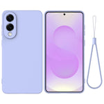 For Samsung Galaxy S25 Edge Liquid Silicone Case Phone Back Cover with Hand Strap
