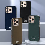 ABEEL For iPhone 16 Pro Max Case Compatible with MagSafe Printed PC TPU Aluminum Alloy Leather Phone Cover