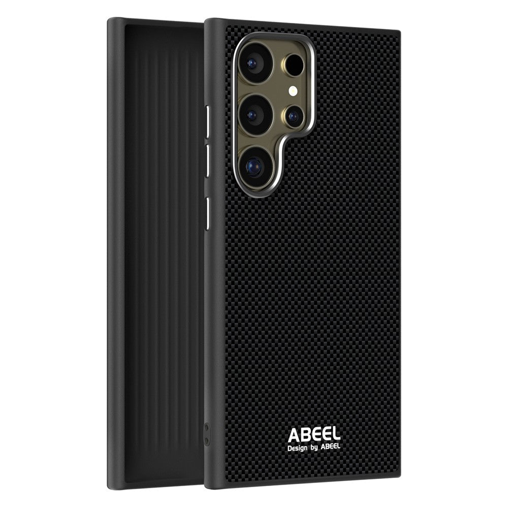 ABEEL Til Samsung Galaxy S24 Ultra Magnetisk Cover Trykt PC TPU Aluminiumlegering Læder Telefoncover