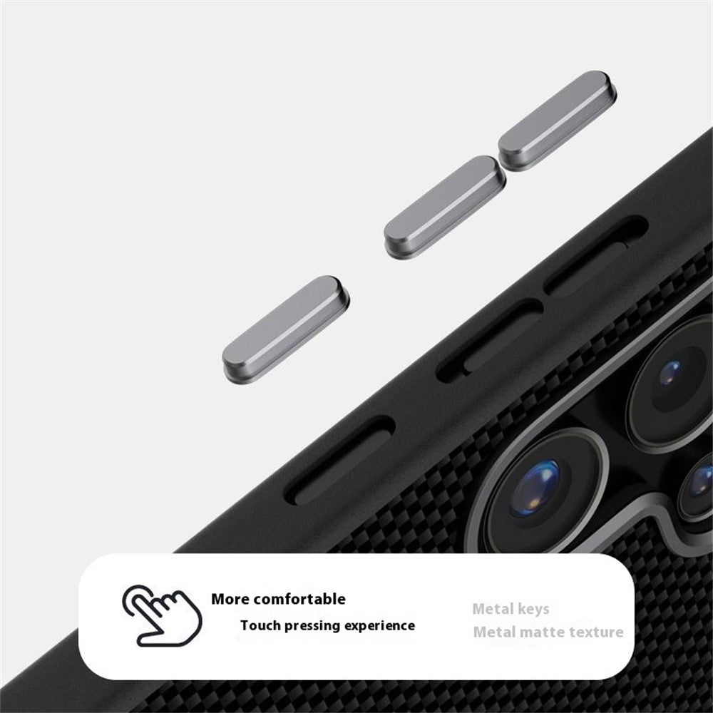 ABEEL Til Samsung Galaxy S24 Ultra Magnetisk Cover Trykt PC TPU Aluminiumlegering Læder Telefoncover