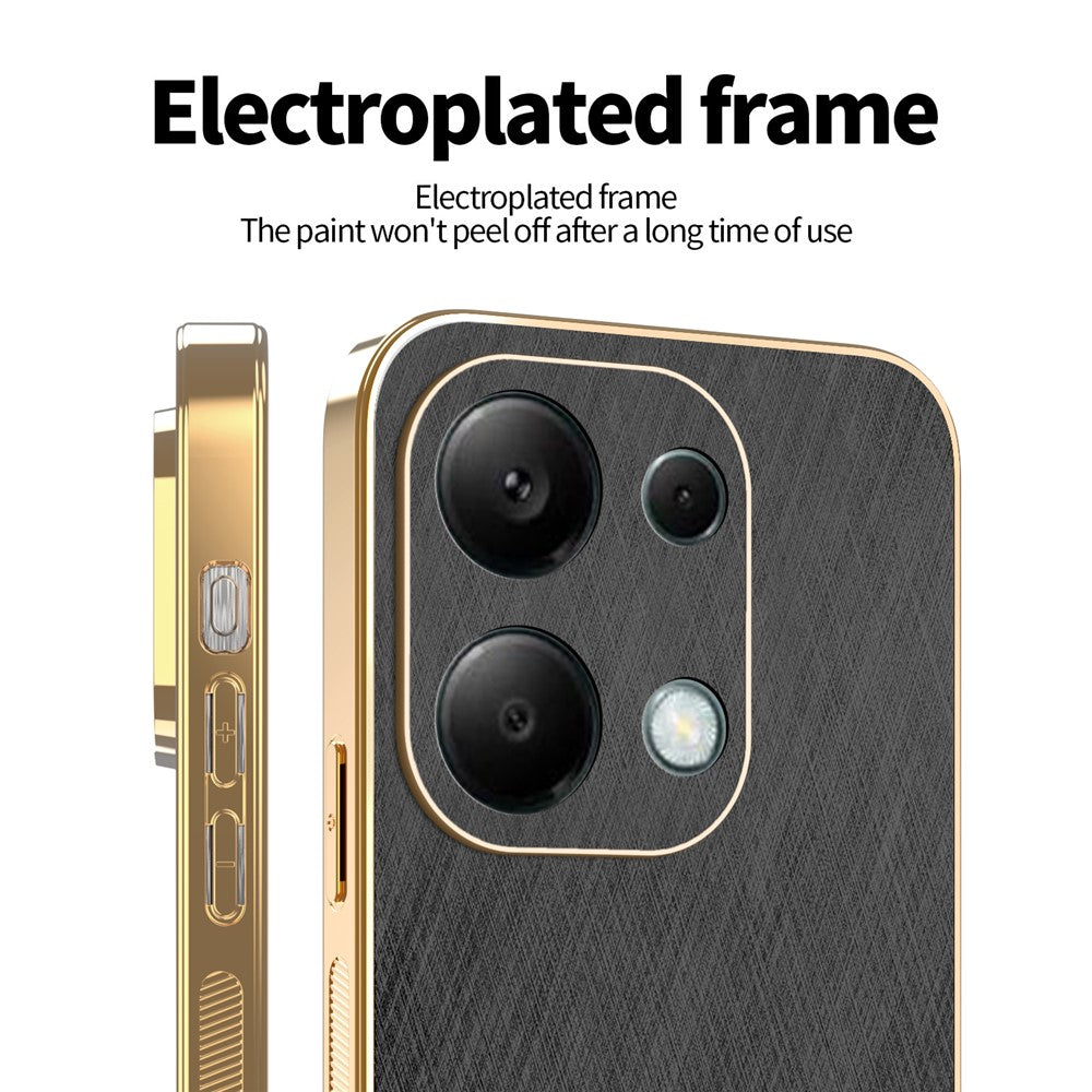 KADEM For Xiaomi Redmi Note 13 Pro 4G / Poco M6 Pro 4G Case Electroplating Silk Texture PU + TPU Phone Back Cover