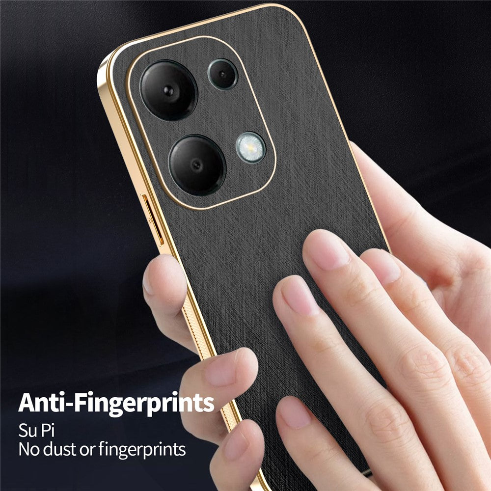 KADEM For Xiaomi Redmi Note 13 Pro 4G / Poco M6 Pro 4G Case Electroplating Silk Texture PU + TPU Phone Back Cover