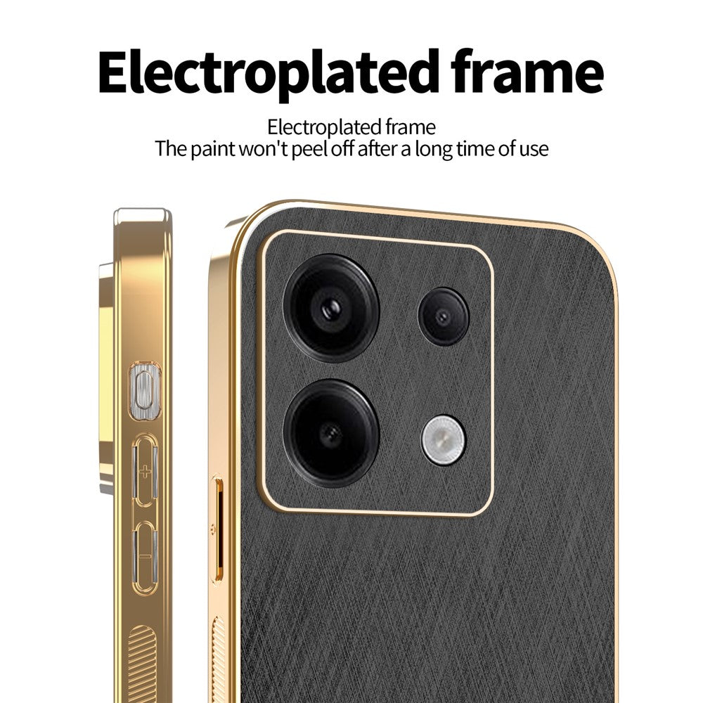 KADEM Phone Case For Xiaomi Redmi Note 13 Pro 5G / Poco X6 5G / X6 Neo 5G Electroplating Silk Texture PU + TPU Back Cover