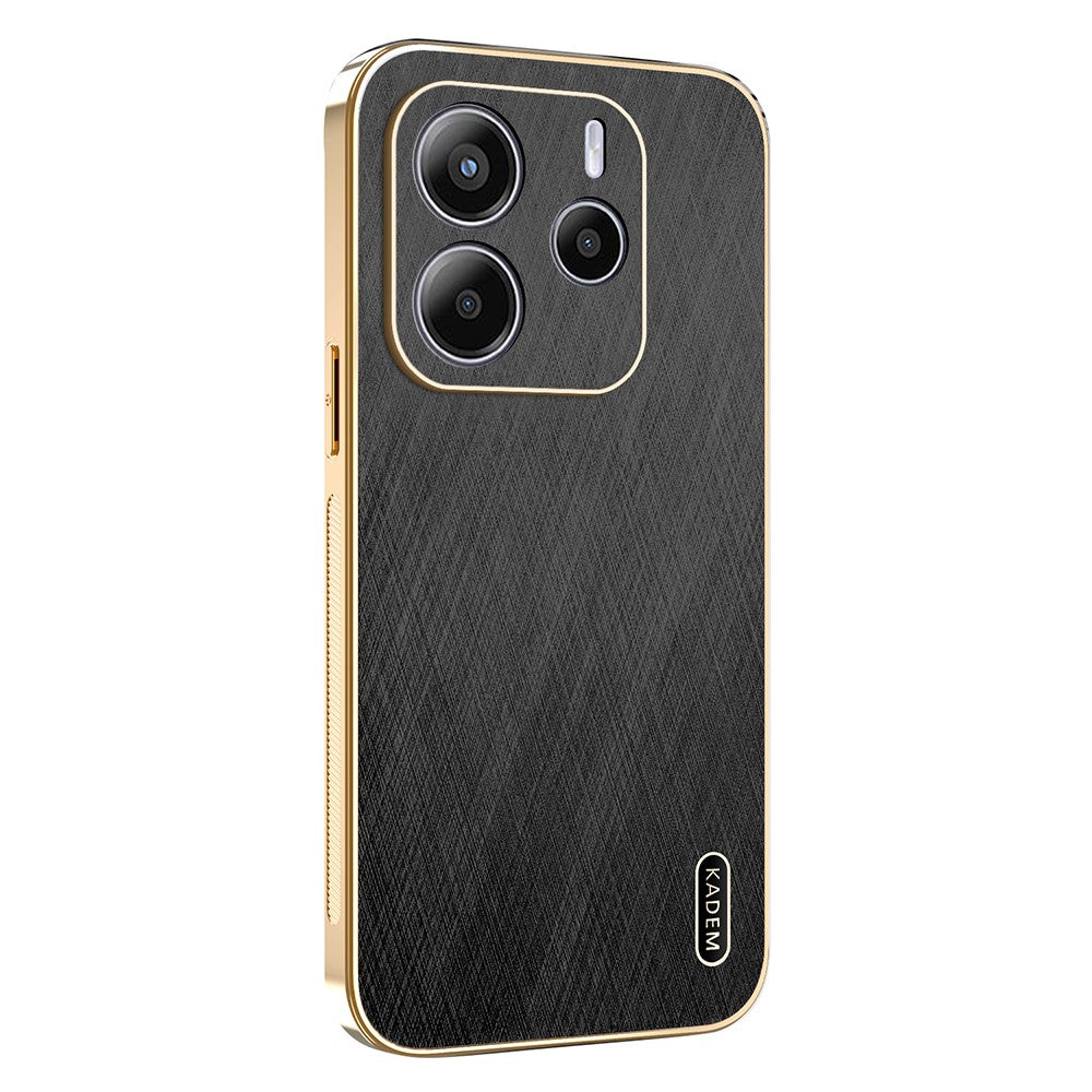 KADEM For Xiaomi Redmi Note 14 4G (163.25mm) Case Electroplating Silk Texture PU + TPU Phone Back Cover