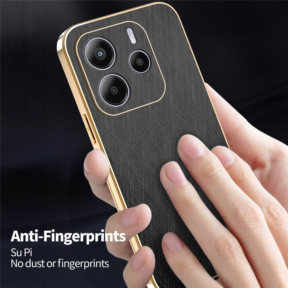 KADEM For Xiaomi Redmi Note 14 4G (163.25mm) Case Electroplating Silk Texture PU + TPU Phone Back Cover
