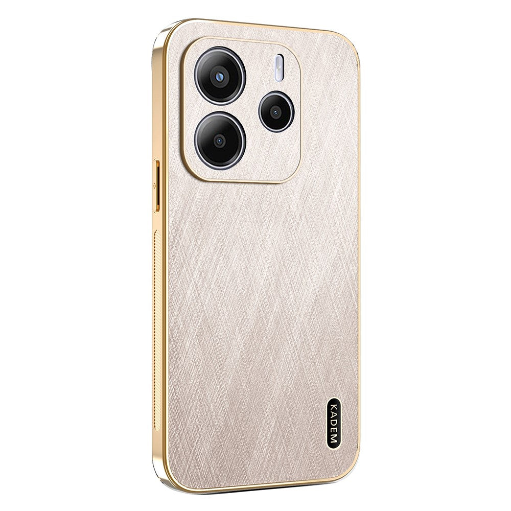 KADEM For Xiaomi Redmi Note 14 4G (163.25mm) Case Electroplating Silk Texture PU + TPU Phone Back Cover