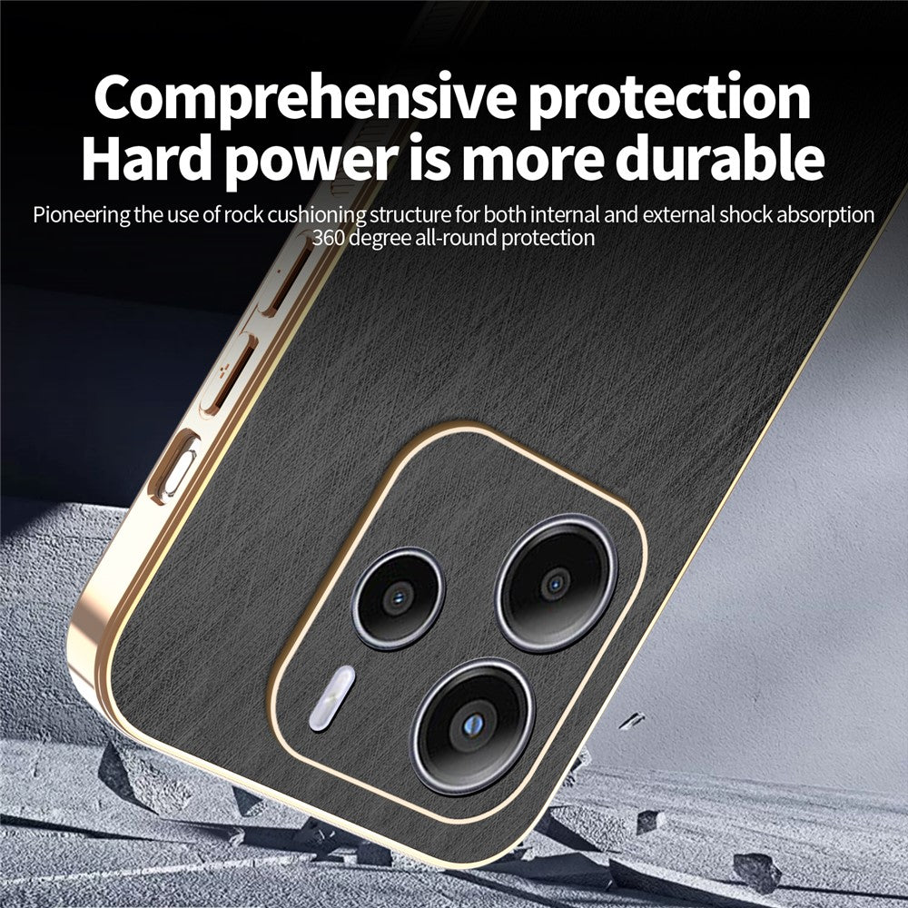 KADEM For Xiaomi Redmi Note 14 4G (164.84mm) Case Electroplating Silk Texture PU + TPU Phone Back Cover
