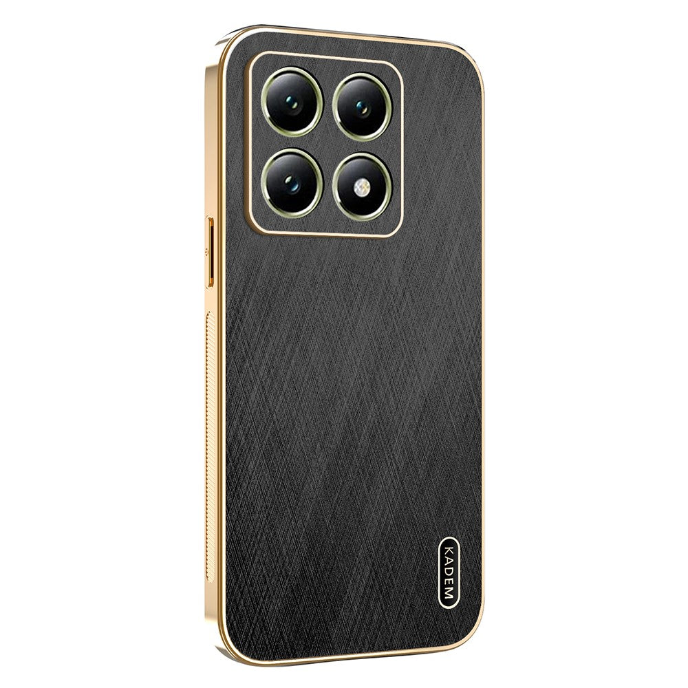 KADEM For Xiaomi 14T Case Electroplating Silk Texture PU + TPU Phone Back Cover