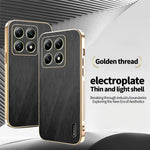 KADEM For Xiaomi 14T Case Electroplating Silk Texture PU + TPU Phone Back Cover