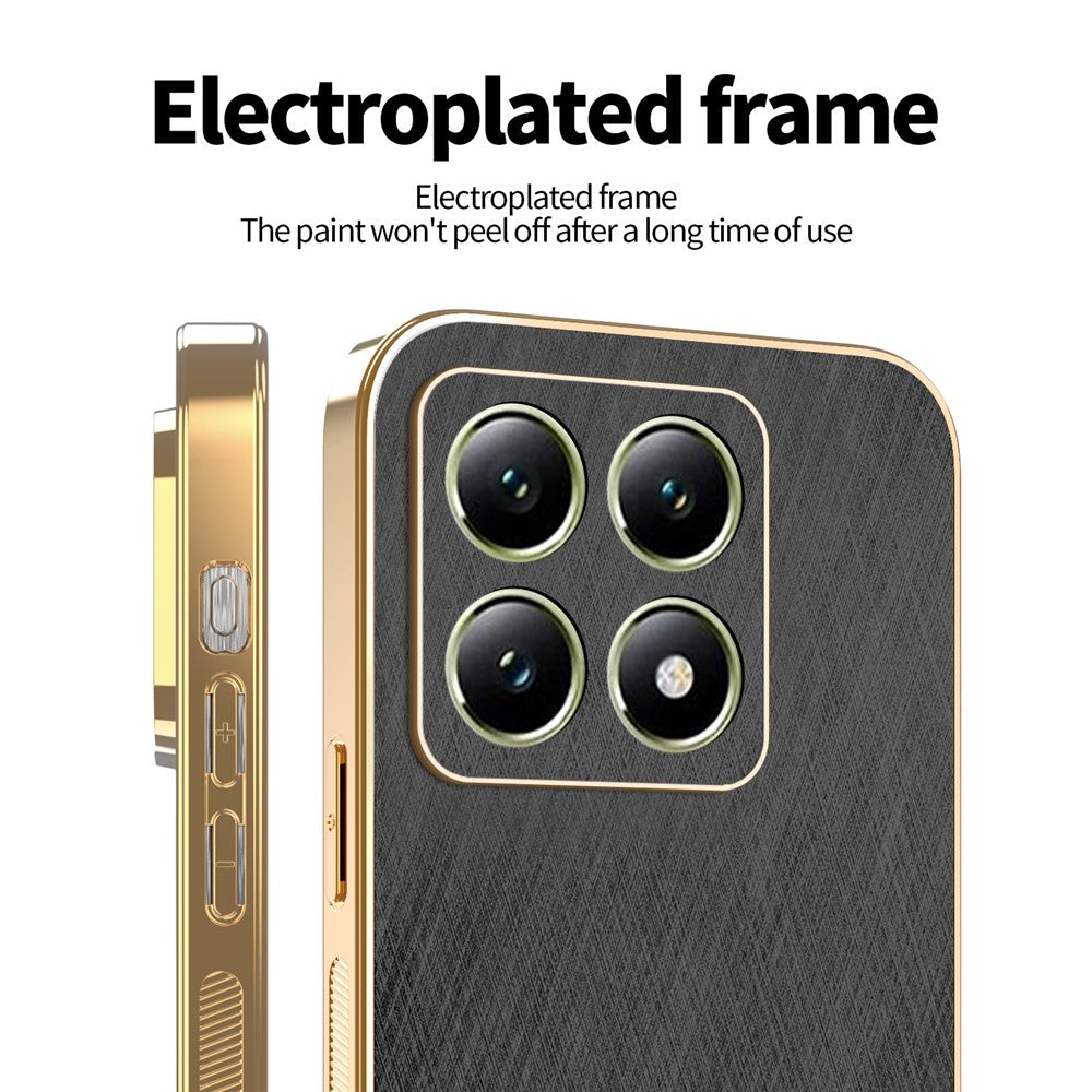 KADEM For Xiaomi 14T Case Electroplating Silk Texture PU + TPU Phone Back Cover