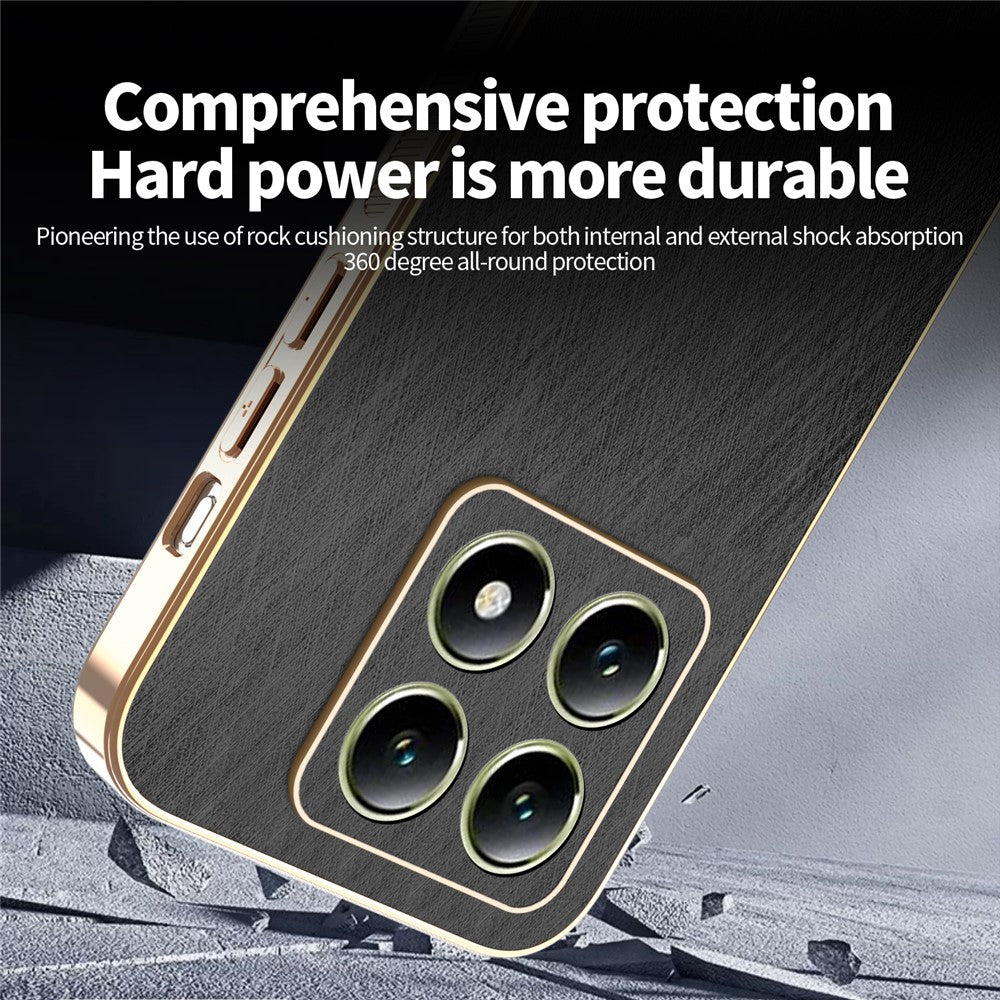 KADEM For Xiaomi 14T Case Electroplating Silk Texture PU + TPU Phone Back Cover