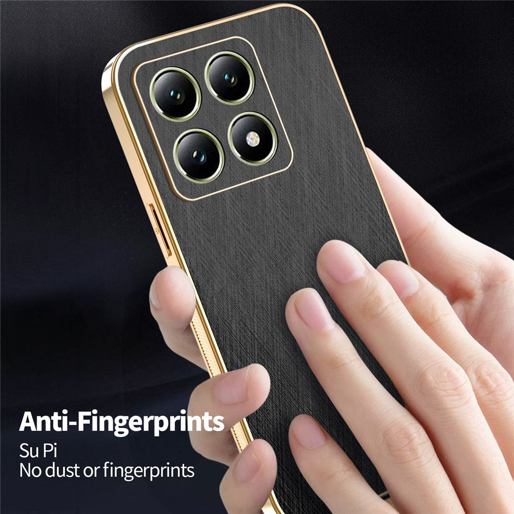 KADEM For Xiaomi 14T Case Electroplating Silk Texture PU + TPU Phone Back Cover