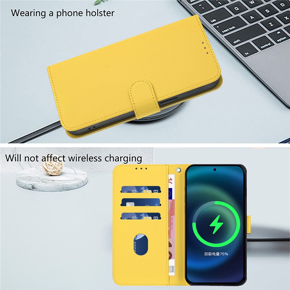 For Xiaomi Poco X7 Pro 5G Case Solid Color Wallet Leather Phone Cover with Strap