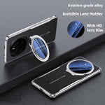 For Honor Magic7 Pro 5G Case with Lens Frame Kickstand Electroplating TPU + PU Phone Back Cover
