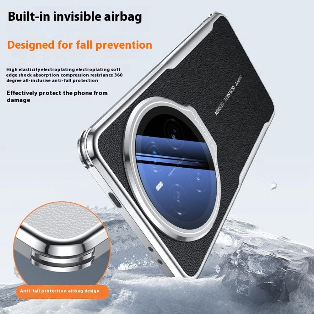 For Honor Magic7 Pro 5G Case with Lens Frame Kickstand Electroplating TPU + PU Phone Back Cover
