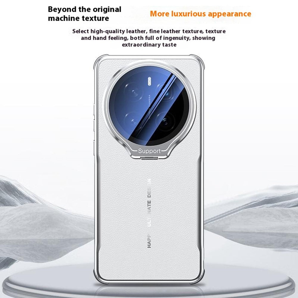 For Honor Magic7 Pro 5G Case with Lens Frame Kickstand Electroplating TPU + PU Phone Back Cover