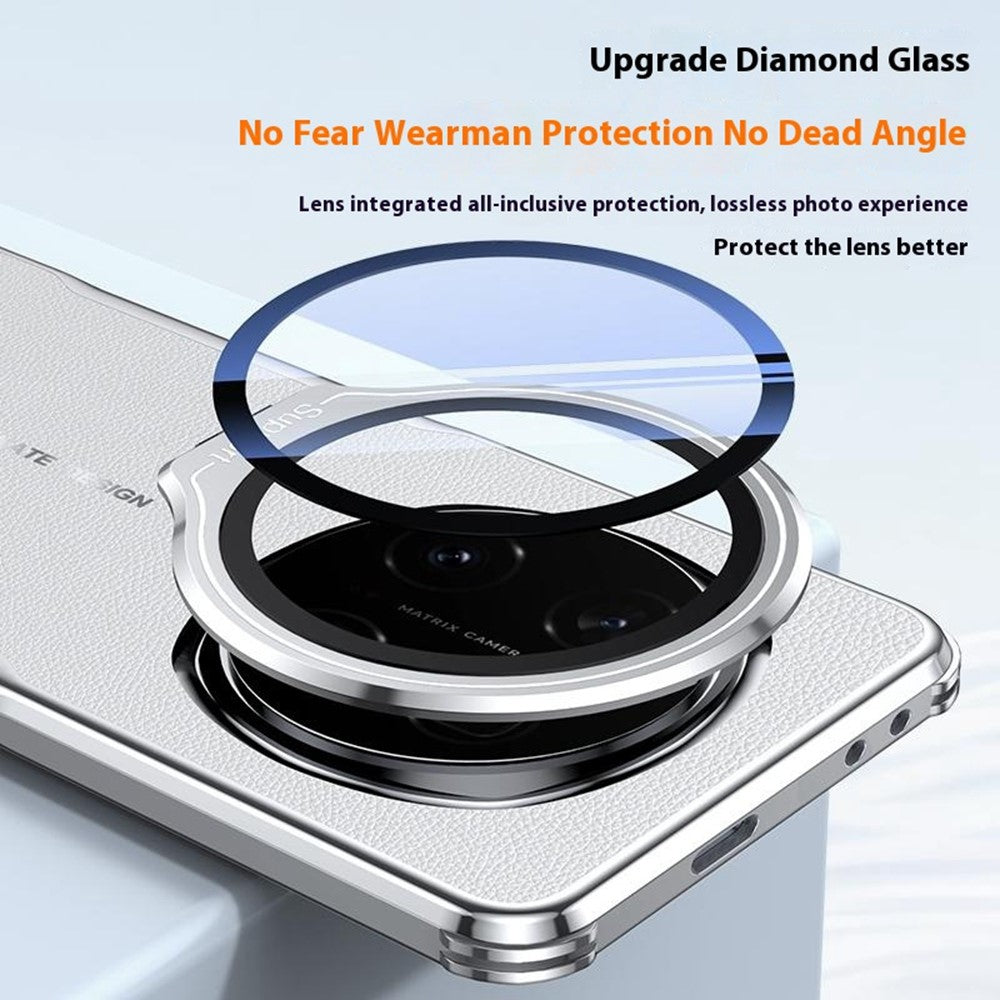 For Honor Magic7 Pro 5G Case with Lens Frame Kickstand Electroplating TPU + PU Phone Back Cover