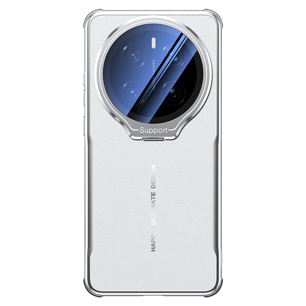 For Honor Magic7 Pro 5G Case with Lens Frame Kickstand Electroplating TPU + PU Phone Back Cover