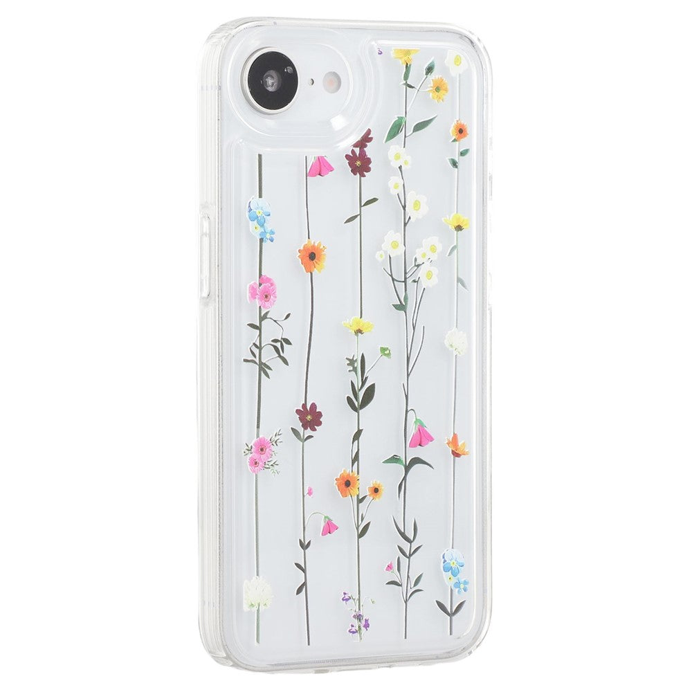 Til iPhone 17e / 16e cover med blomstermønster Airbag Anti-fald TPU telefonbagcover