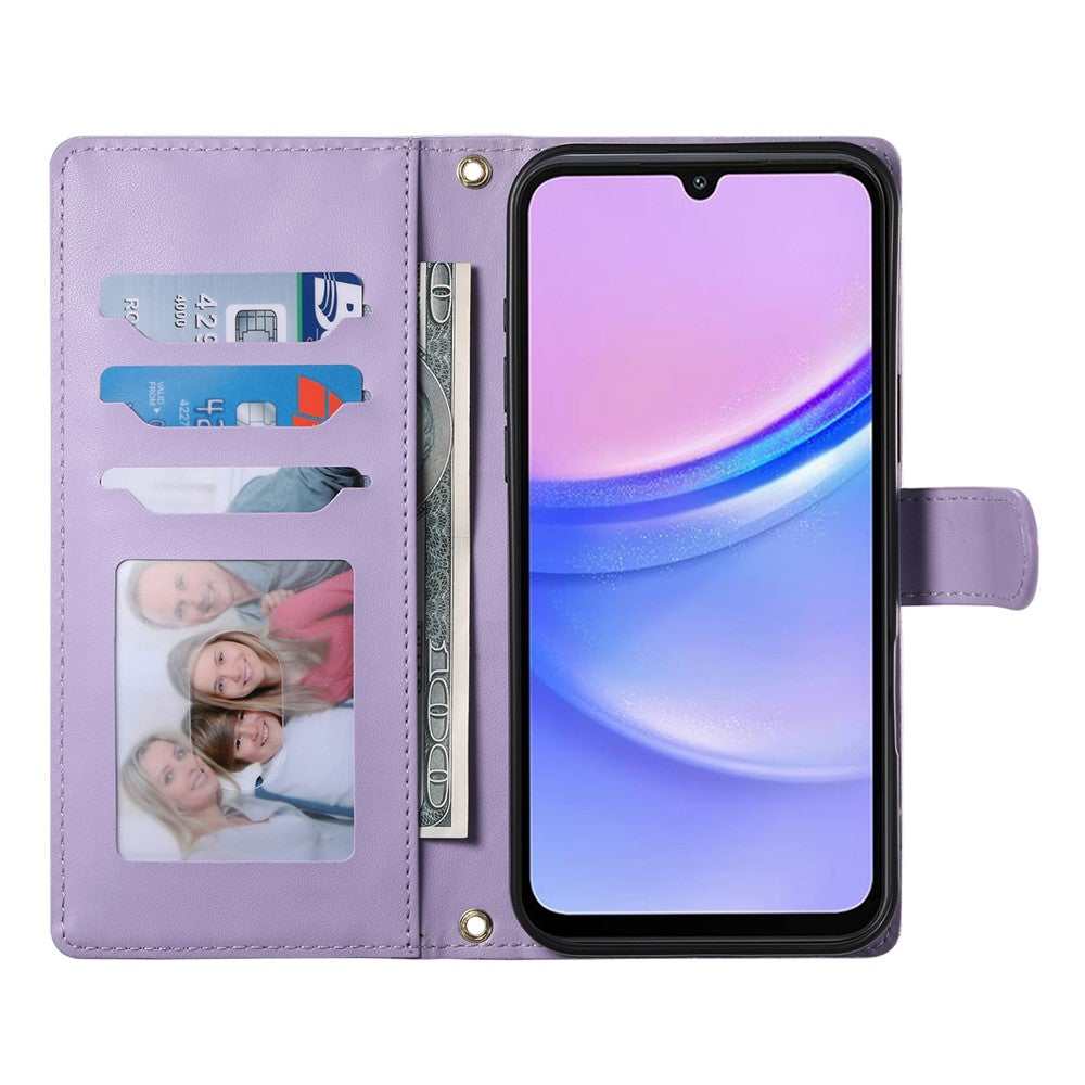 Samsung Galaxy A15 5G / 4G-skal med rhombus-sömmar, plånboksfodral i läder med lång/kort rem