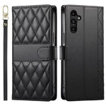 Samsung Galaxy A15 5G / 4G-skal med rhombus-sömmar, plånboksfodral i läder med lång/kort rem