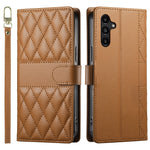 Samsung Galaxy A15 5G / 4G-skal med rhombus-sömmar, plånboksfodral i läder med lång/kort rem