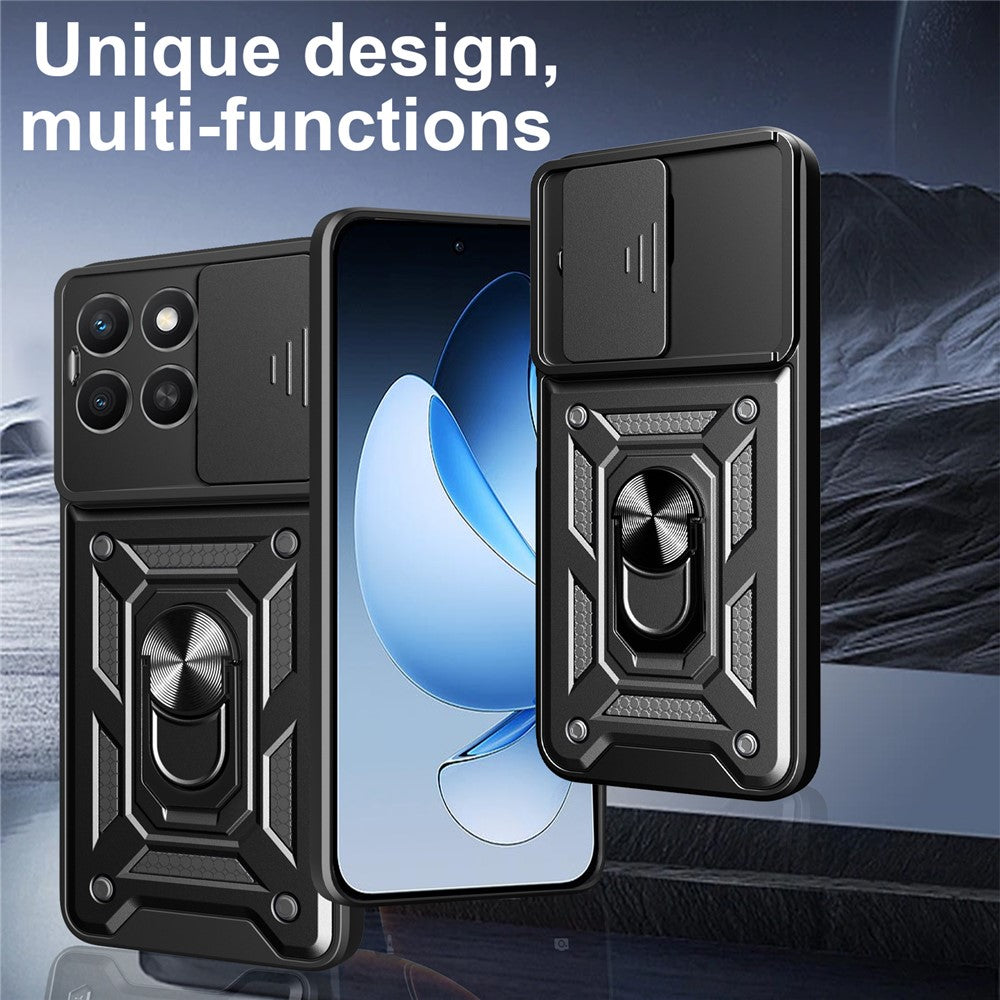 For Honor X8c 4G Etui med skydende kameralåg PC + TPU Kickstand Telefoncover