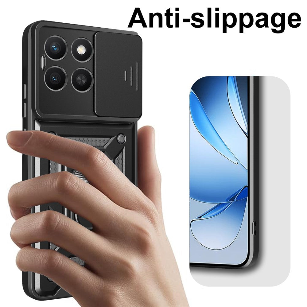 For Honor X8c 4G Etui med skydende kameralåg PC + TPU Kickstand Telefoncover