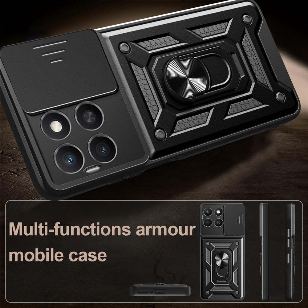 For Honor X8c 4G Etui med skydende kameralåg PC + TPU Kickstand Telefoncover
