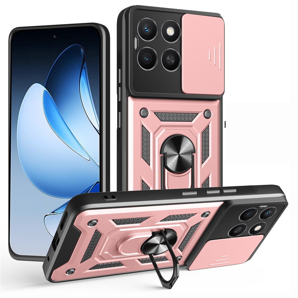 For Honor X8c 4G Etui med skydende kameralåg PC + TPU Kickstand Telefoncover