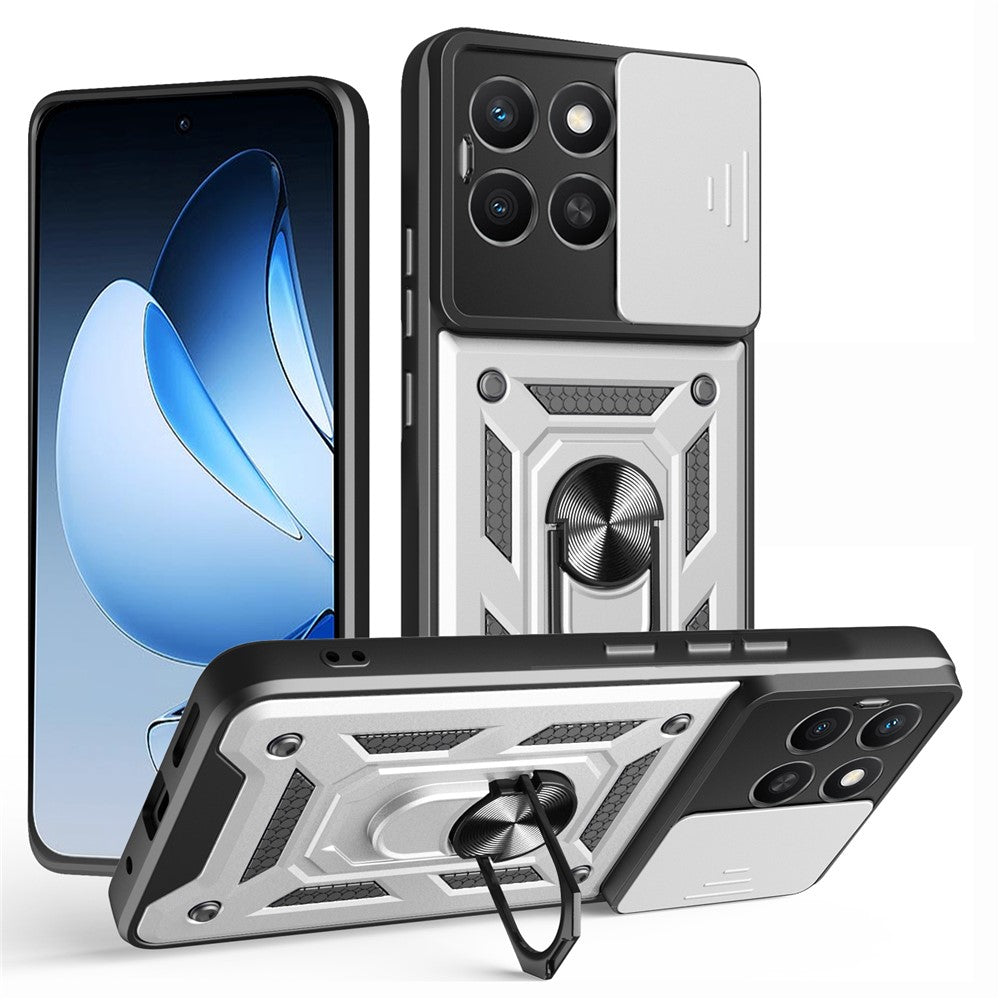 For Honor X8c 4G Etui med skydende kameralåg PC + TPU Kickstand Telefoncover